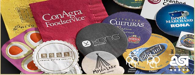 Custom Printed Coasters, Napkins, Paper Promotional Products